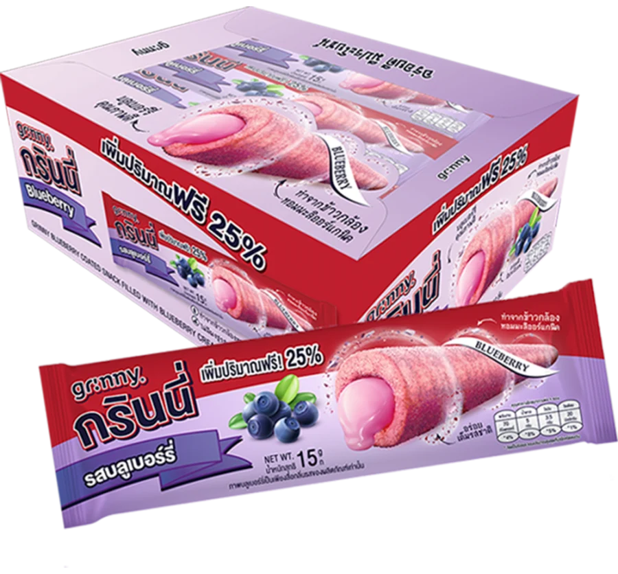บรรจุภัณฑ์สินค้า GRINNY CREAM FILLED STICKS