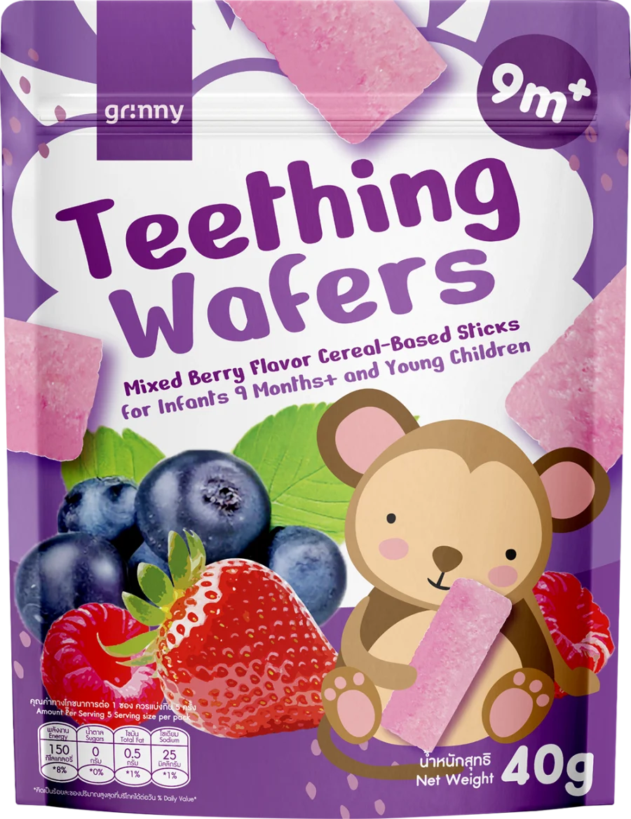 บรรจุภัณฑ์สินค้า GRINNY TEETHING WAFERS